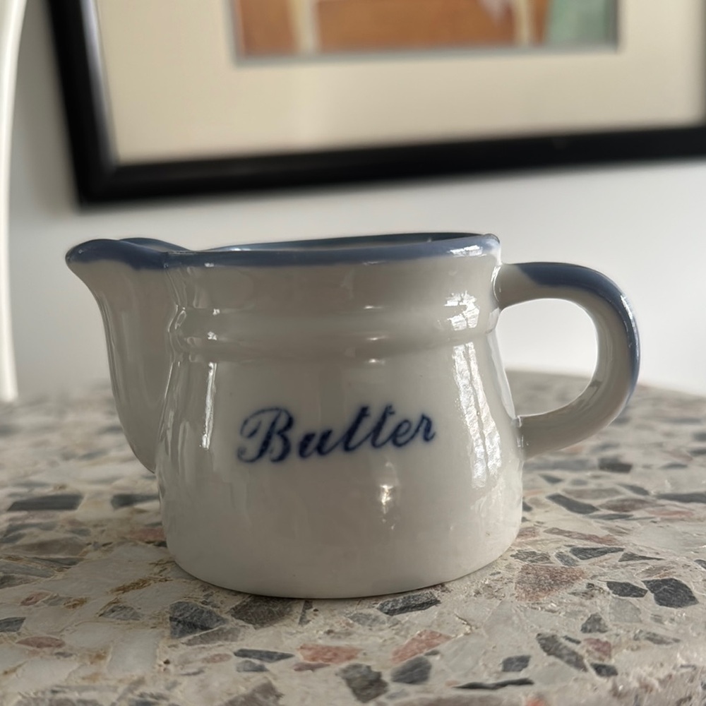 Vintage White and Blue Creamer